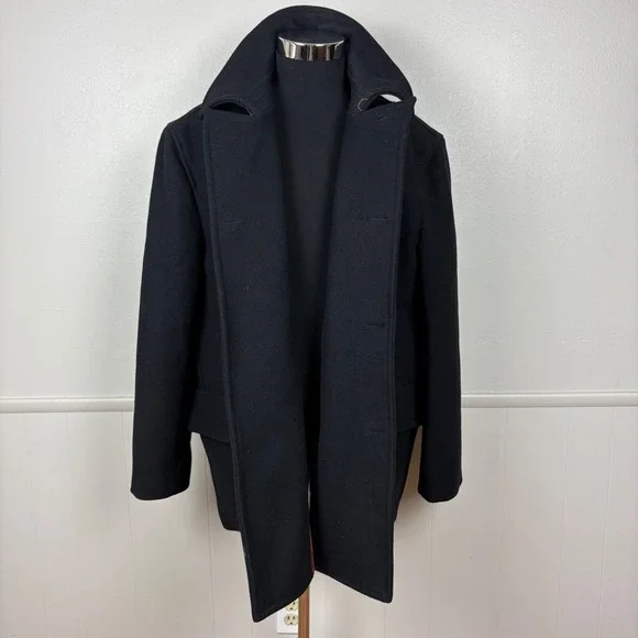 Express Men's Wool Blend Pea Coat Sz XL Black Double Breasted Classic Old Money